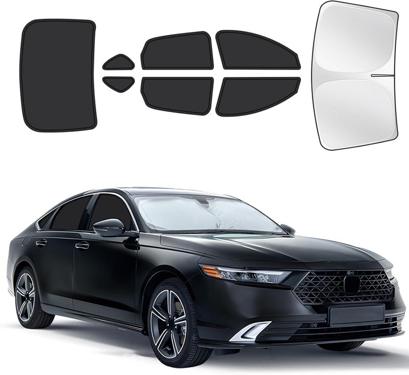 JASVIC for Honda Accord 2023-2025 Car Window Shades, 8pcs Privacy Sun Shade Set for Front Windshield Side and Rear Windows, Full Window Covers Keeps Vehicle Cool for Camping Napping - Image 1